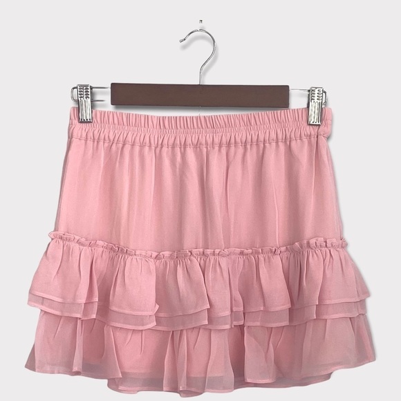 𝅺NEW WITH TAG‎ GENERATION LOVE AUDRINA RUFFLE MINI SILK SKIRT - Picture 2 of 8